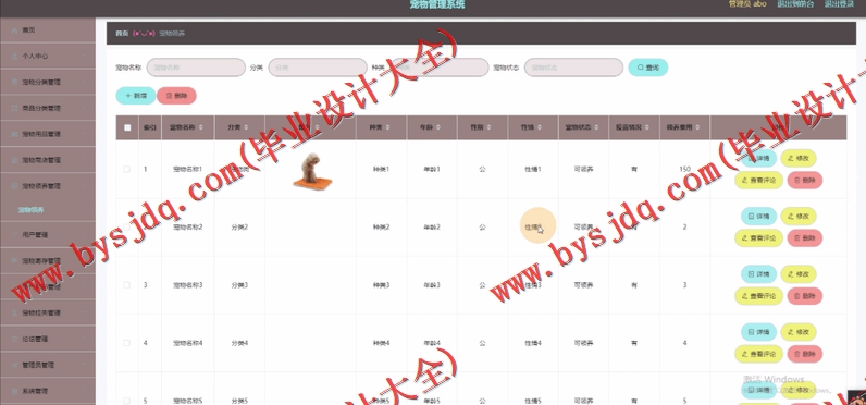 基于Vue的宠物店管理系统的设计与实现