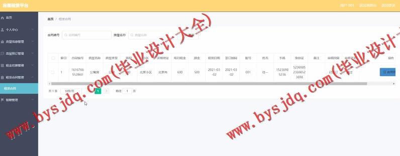 基于Vue的房屋出租平台系统的设计与实现