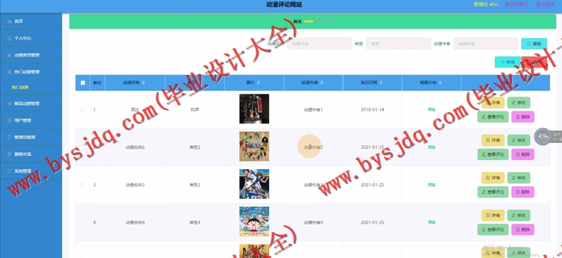 基于Vue的动漫评论网站的设计与实现
