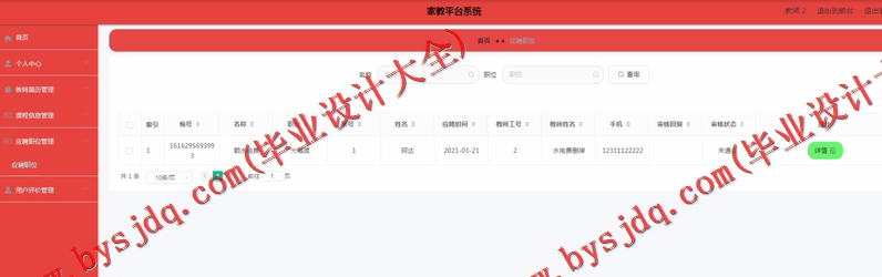 基于Vue的家教平台设计的设计与实现