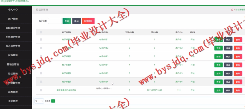 基于SSM的医院招聘考试管理系统的设计与实现