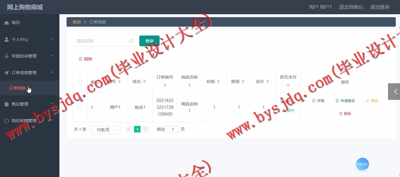 基于Vue的网上购物系统的设计与实现