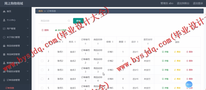 基于Vue的网上购物系统的设计与实现
