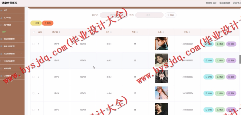 基于Vue的外卖点餐订餐系统的设计与实现