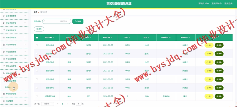 基于Vue的高校网课管理系统的设计与实现