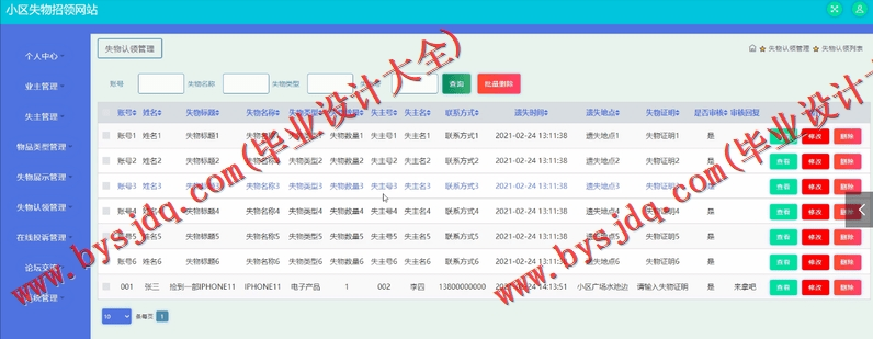 基于SSM的小区失物招领网站的设计与实现