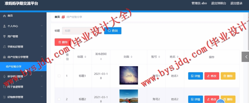 基于SpringBoot+SSM的准妈妈孕期交流平台的设计的设计与实现