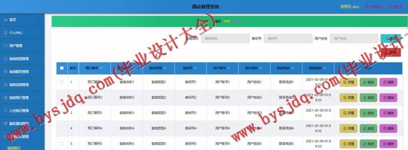 基于SpringBoot+SSM的酒店管理系统的设计与实现