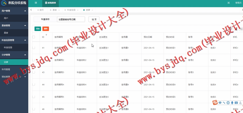 基于Vue的医院分诊系统的设计的设计与实现
