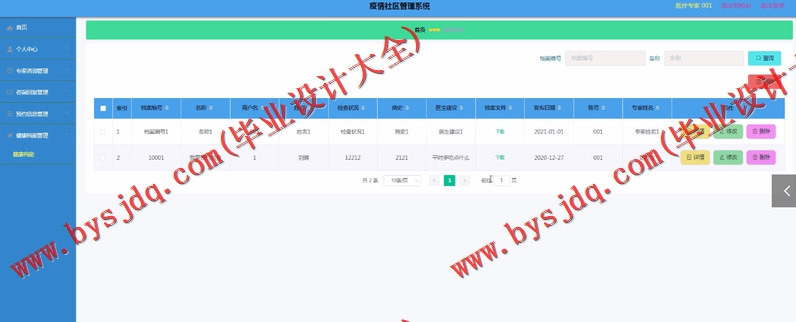 基于Vue的疫情社区管理系统的设计的设计与实现