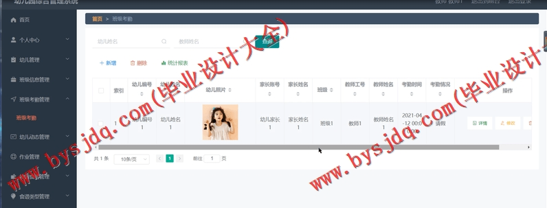 基于Vue的幼儿园管理系统的设计与实现