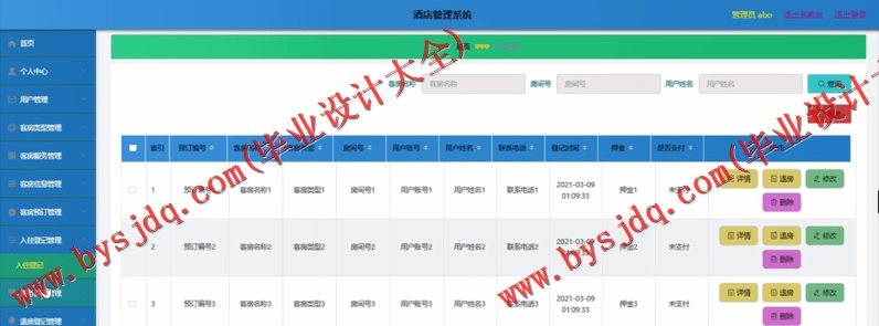 基于SpringBoot+SSM的酒店管理系统的设计与实现