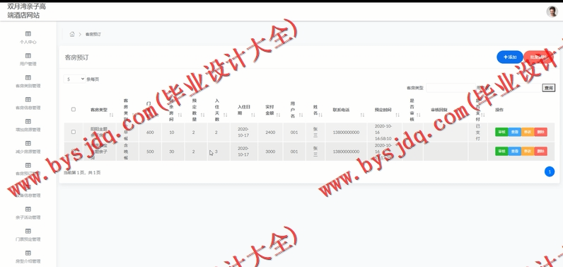 基于SSM的双月湾亲子高端酒店网站的设计与实现