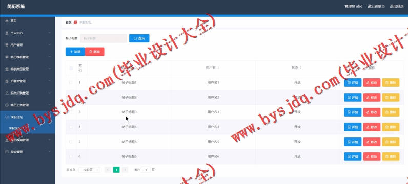 基于SpringBoot+SSM的简历系统的设计的设计与实现