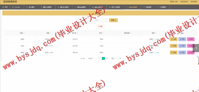 基于SpringBoot+SSM的旅游管理系统的设计的设计与实现