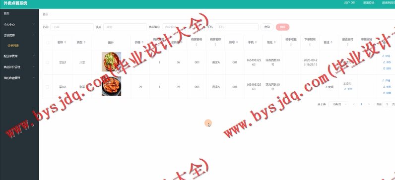 基于SpringBoot+SSM的外卖点餐系统的设计与实现