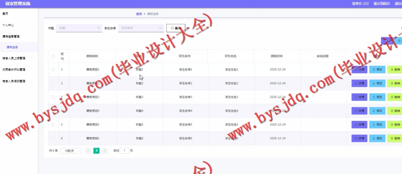 基于Vue的学生寝室宿舍卫生评比管理系统的设计的设计与实现