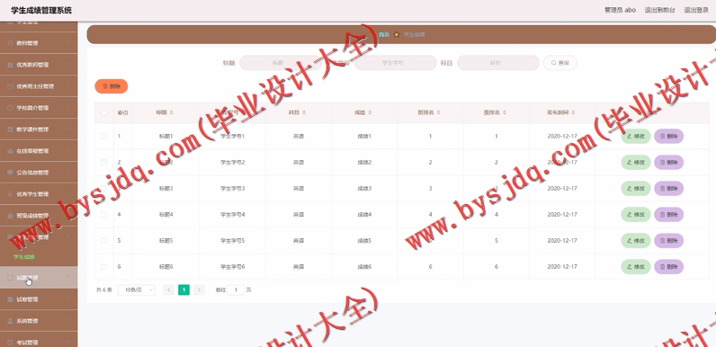 基于Vue的学生成绩管理系统的设计与实现
