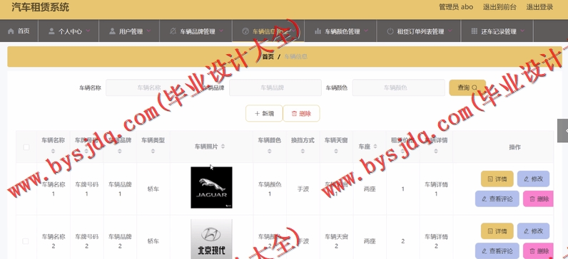 基于SpringBoot+SSM的汽车租赁系统的设计与实现