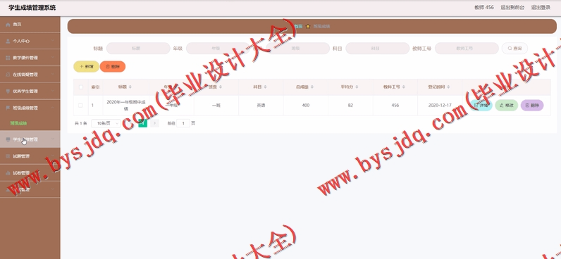 基于Vue的学生成绩管理系统的设计与实现