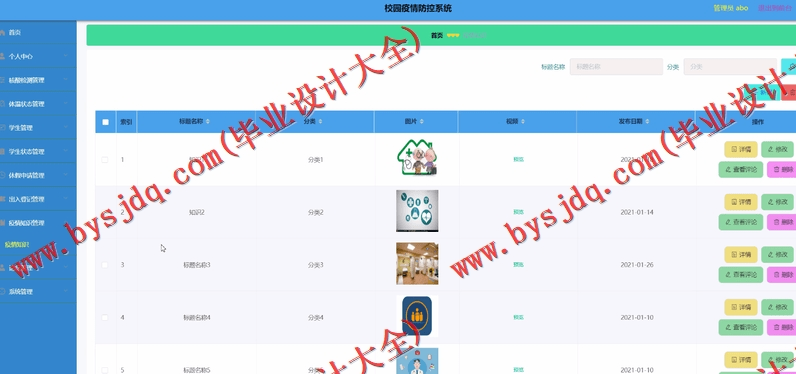 基于SpringBoot+SSM的校园疫情防控系统的设计与实现