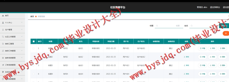 基于SpringBoot+SSM的社区维修系统的设计的设计与实现