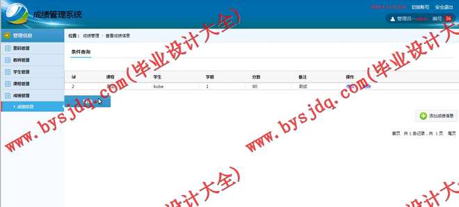N073基于SSM的成绩管理系统的设计与实现