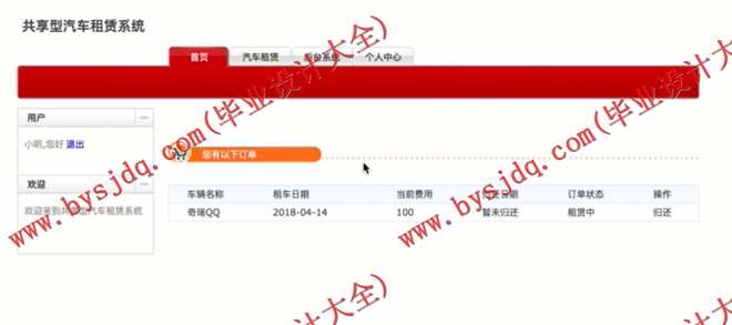 N092基于SSM的共享型汽车租赁系统的设计与实现