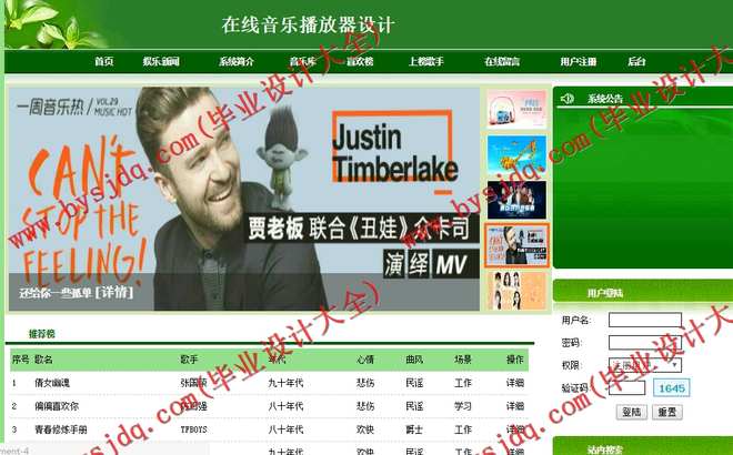 N024基于PHP的在线音乐播放器的设计与实现