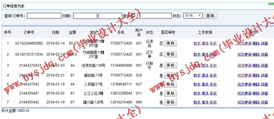 基于SSM的洗衣店管理系统的设计与实现