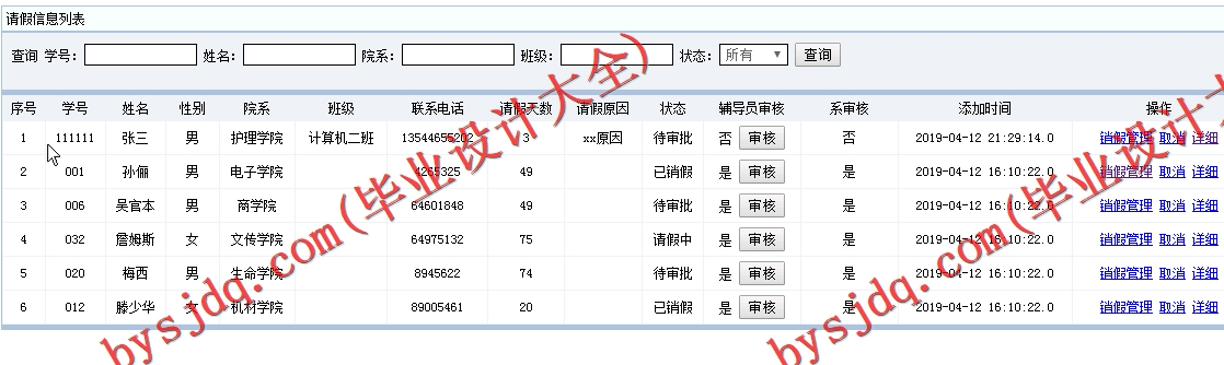 基于SSM的学生网上请假系统的设计与实现
