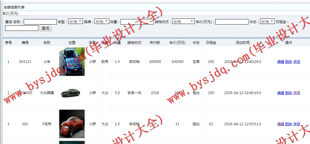 基于SSM的汽车租赁租车行系统的设计与实现