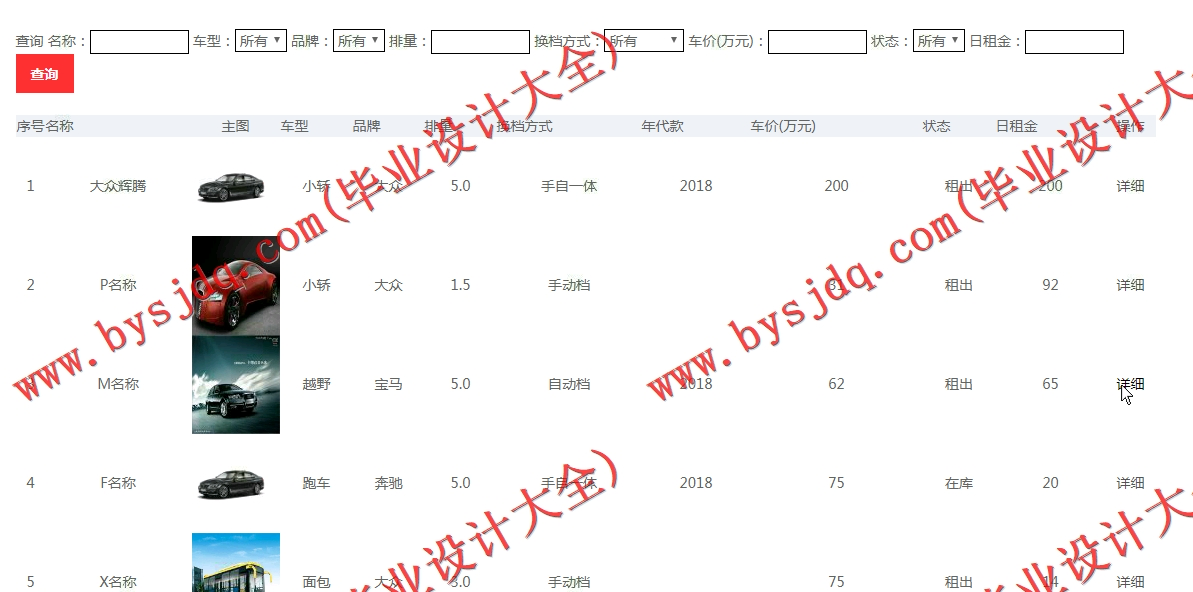 基于SSM的汽车租赁租车行系统的设计与实现