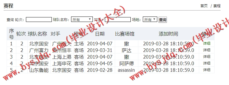 基于SSM的中超足球队员信息管理系统的设计与实现